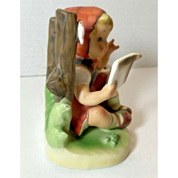 Vintage Kalk Porcelain Figurine • Girl Reading w/ Puppy • Germany • Hand-Painted - Picture 3 of 5